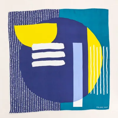 Foulards et écharpes - Carré en twill de soie 90x90, couture roulée main (19 mommes). - L INDOCHINEUR X RIVÊT