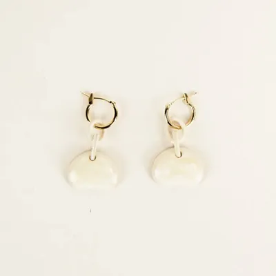 Jewelry - Feve brass hoop earrings in blond horn - Marbled blond horn - L INDOCHINEUR X RIVÊT