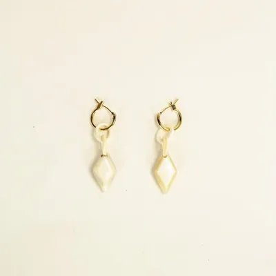 Jewelry - Losange brass earrings in blond horn - Marbled blond horn - L INDOCHINEUR X RIVÊT