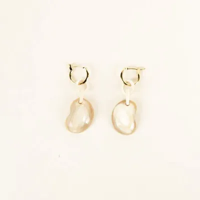 Jewelry - Bean brass hoop earrings in blond horn - Marbled blond horn - L INDOCHINEUR X RIVÊT