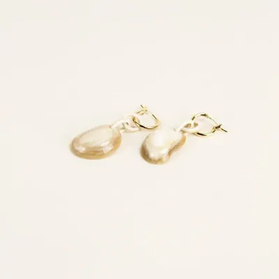 Jewelry - Bean brass hoop earrings in blond horn - Marbled blond horn - L INDOCHINEUR X RIVÊT