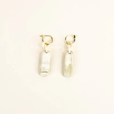Jewelry - Plaque brass hoop earrings in blond horn - Marbled blond horn - L INDOCHINEUR X RIVÊT