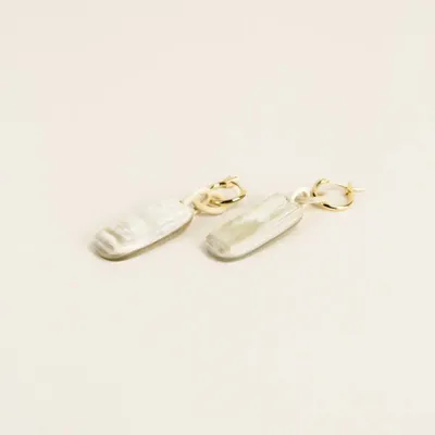 Jewelry - Plaque brass hoop earrings in blond horn - Marbled blond horn - L INDOCHINEUR X RIVÊT