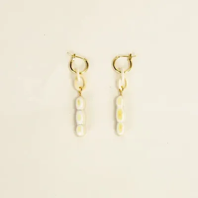 Jewelry - Quille brass hoops in blond horn - Small hoops - Marbled blond horn - L INDOCHINEUR X RIVÊT