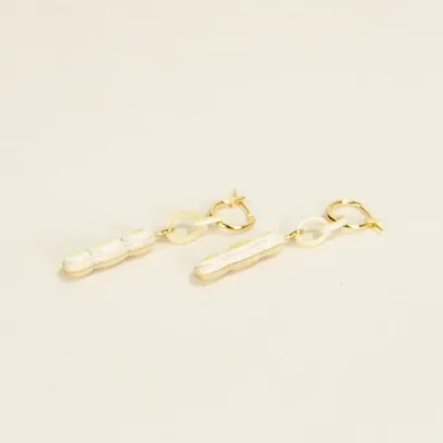 Jewelry - Quille brass hoops in blond horn - Small hoops - Marbled blond horn - L INDOCHINEUR X RIVÊT