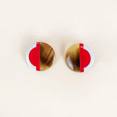 Jewelry - Earrings Sinh Nhat 5 in hoof with two-tone lacquer - Clips - Pattern - L INDOCHINEUR X RIVÊT