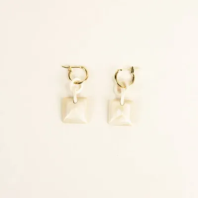 Bijoux - Créoles laiton Radiant en corne blonde - Corne blonde marbrée - L INDOCHINEUR X RIVÊT