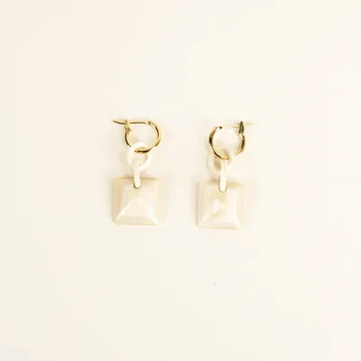 Bijoux - Créoles laiton Radiant en corne blonde - Corne blonde marbrée - L INDOCHINEUR X RIVÊT