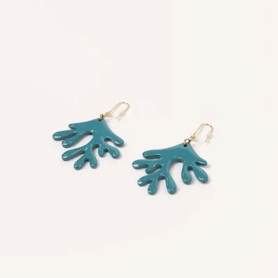 Bijoux - Boucles d'oreilles corail laquées vert émeraude - Laque Ivoire - L INDOCHINEUR X RIVÊT