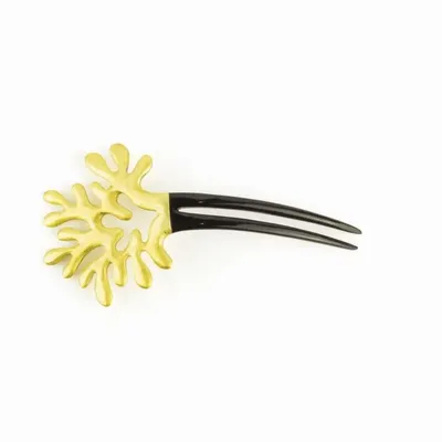 Hair accessories - Double hairpin, large coral, in blond horn - L INDOCHINEUR X RIVÊT