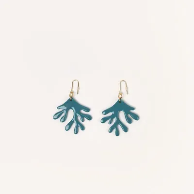 Jewelry - Coral earrings in emerald green lacquer - Hooks - Red lacquer - L INDOCHINEUR X RIVÊT