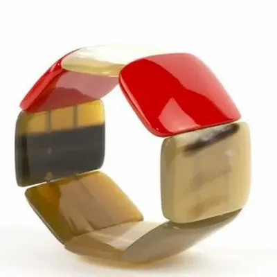Bracelets - Bracelet articulé 8 grosses pièces en corne blonde - L INDOCHINEUR X RIVÊT