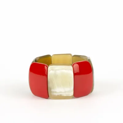 Bracelets - Bracelet articulé 8 grosses pièces en corne blonde - L INDOCHINEUR X RIVÊT