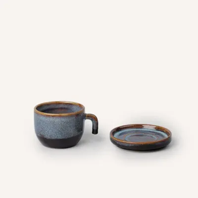 Plats et saladiers - Grandes tasses café Hoa Bien bleu, 180ml, avec soucoupe (vendu par 4) - L INDOCHINEUR X RIVÊT