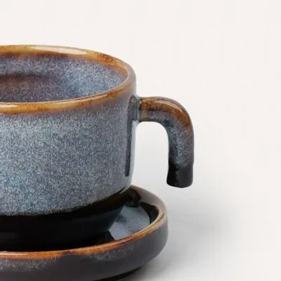 Plats et saladiers - Grandes tasses café Hoa Bien bleu, 180ml, avec soucoupe (vendu par 4) - L INDOCHINEUR X RIVÊT