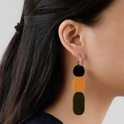 Jewelry - Totem hoop earrings 70 in blond horn and orange lacquer - Gold - L INDOCHINEUR X RIVÊT