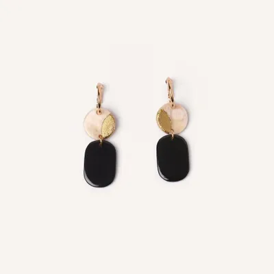 Jewelry - Mini hoop earrings in blond horn and burgundy lacquer - Orange - L INDOCHINEUR X RIVÊT