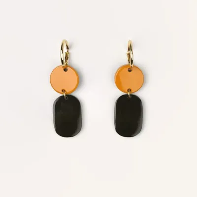 Jewelry - Mini Totem hoop earrings in blond horn and burgundy lacquer - Gold - L INDOCHINEUR X RIVÊT