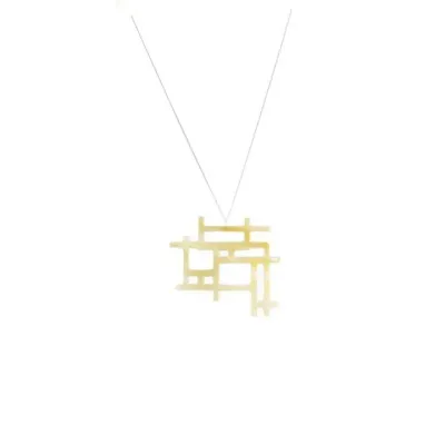 Jewelry - Chain pendant, checkerboard with raw edge, in blond horn - L INDOCHINEUR X RIVÊT