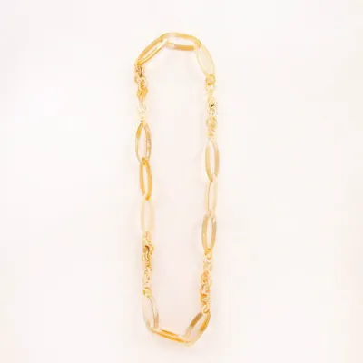 Bijoux - Sautoir anneaux fins ronds et ovales en corne blonde - L INDOCHINEUR X RIVÊT