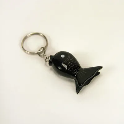 Leather goods - Round fish key ring in plain black horn (set of 4) - L INDOCHINEUR X RIVÊT