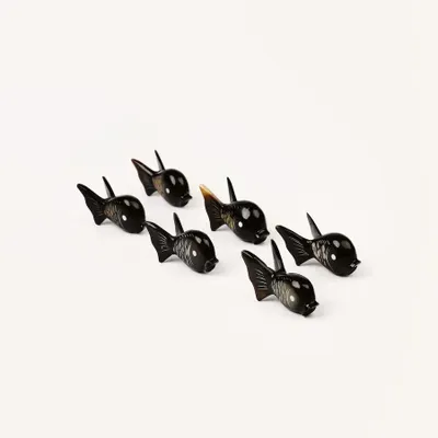 Cutlery set - Chopsticks holder round fish in black horn (by 6) - L INDOCHINEUR X RIVÊT