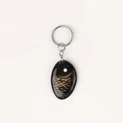 Leather goods - Fish key ring in plain black horn - L INDOCHINEUR X RIVÊT