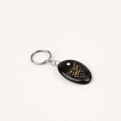 Leather goods - Fish key ring in plain black horn - L INDOCHINEUR X RIVÊT