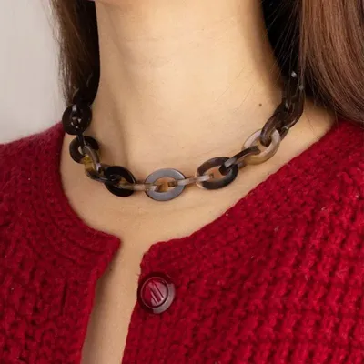 Bijoux - Collier ras de cou anneaux ovales plats en sabot - L INDOCHINEUR X RIVÊT