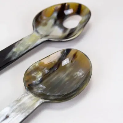 Couverts de service - Couverts à salade en corne noire africaine - L INDOCHINEUR X RIVÊT