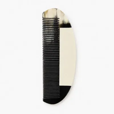 Accessoires cheveux - Grand peigne de précision en corne noire marbrée, laque ivoire trait - L INDOCHINEUR X RIVÊT