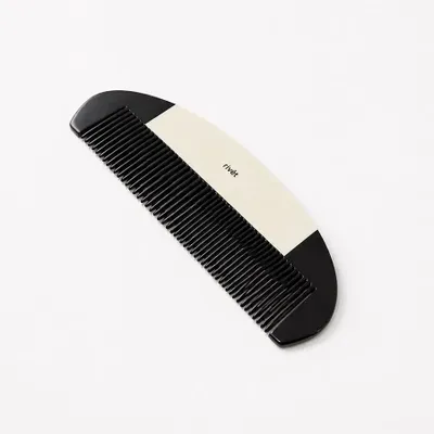 Accessoires cheveux - Grand peigne de précision en corne noire marbrée, laque ivoire trait - L INDOCHINEUR X RIVÊT