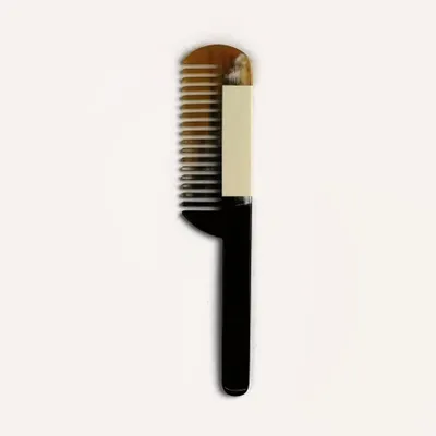 Accessoires cheveux - Peigne manche démêlant en corne noire marbrée et laque ivoire trait - L INDOCHINEUR X RIVÊT