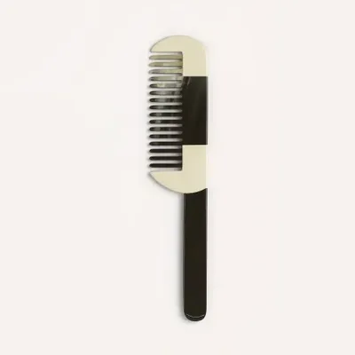 Accessoires cheveux - Peigne manche démêlant, corne noire marbrée, laque ivoire ext. - L INDOCHINEUR X RIVÊT