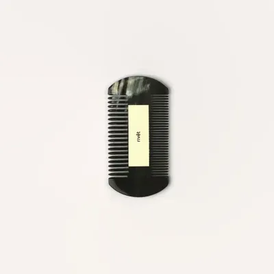 Accessoires cheveux - Peigne à barbe en corne noire marbrée, laque ivoire trait - L INDOCHINEUR X RIVÊT