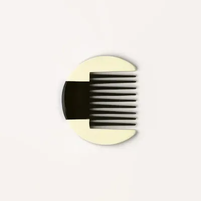 Accessoires cheveux - Peigne Afro en corne noire marbrée, laque ivoire extérieure - L INDOCHINEUR X RIVÊT