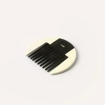 Accessoires cheveux - Peigne Afro en corne noire marbrée, laque ivoire extérieure - L INDOCHINEUR X RIVÊT
