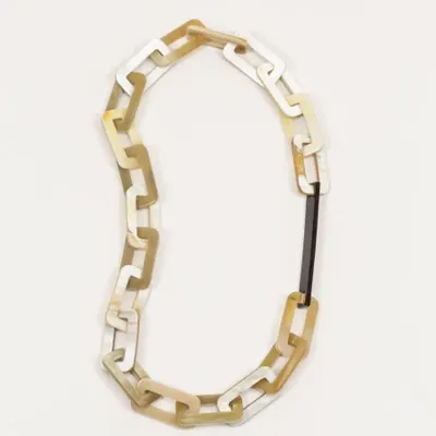 Jewelry - Tige long necklace, rectangular rings, blond and black horn - L INDOCHINEUR X RIVÊT