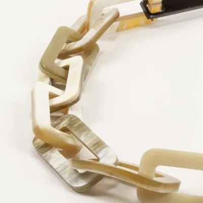 Jewelry - Tige long necklace, rectangular rings, blond and black horn - L INDOCHINEUR X RIVÊT