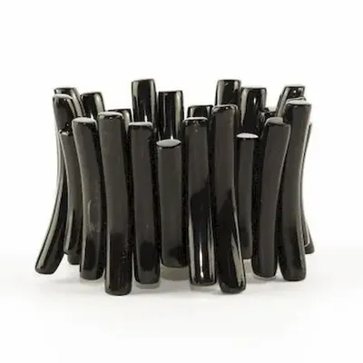 Bracelets - Bracelet articulé batonnets en corne noire unie - L INDOCHINEUR X RIVÊT