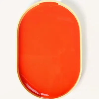 Trays - Set of 2 oval trays 45 X 28 - 40 X 25 Orange/Sand and Sand/Orange - L INDOCHINEUR X RIVÊT