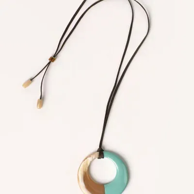 Jewelry - Small irregular ring pendant in water green lacquer - L INDOCHINEUR X RIVÊT