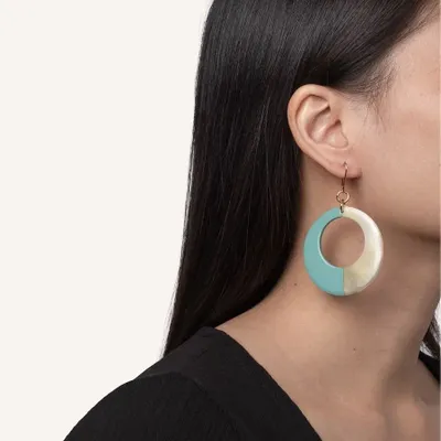 Jewelry - Ring earrings in turquoise blue lacquer - Hooks - L INDOCHINEUR X RIVÊT