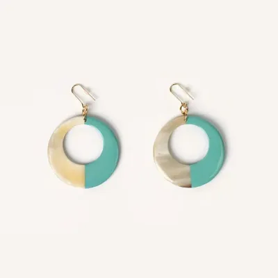 Jewelry - Ring earrings in water green lacquer - Hooks - L INDOCHINEUR X RIVÊT
