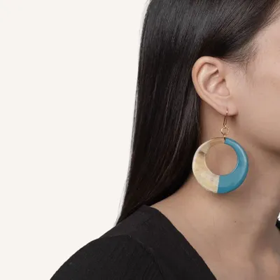 Jewelry - Ring earrings in water green lacquer - Hooks - L INDOCHINEUR X RIVÊT
