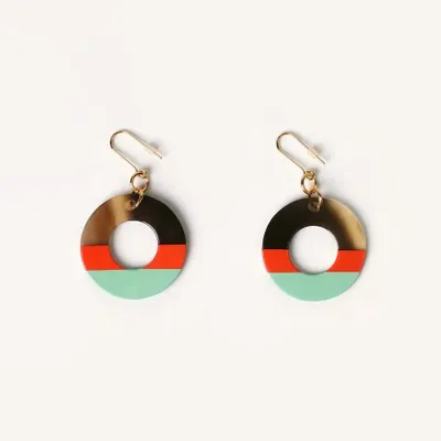 Bijoux - Boucles d'oreilles anneau laqué jaune et bleu - Laque Orange & vert - L INDOCHINEUR X RIVÊT