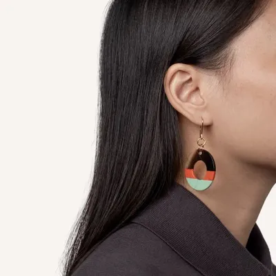 Bijoux - Boucles d'oreilles anneau laqué jaune et bleu - Laque Orange & vert - L INDOCHINEUR X RIVÊT