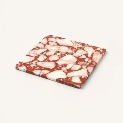 Table mat - Square trivet in red and white marble - L INDOCHINEUR X RIVÊT
