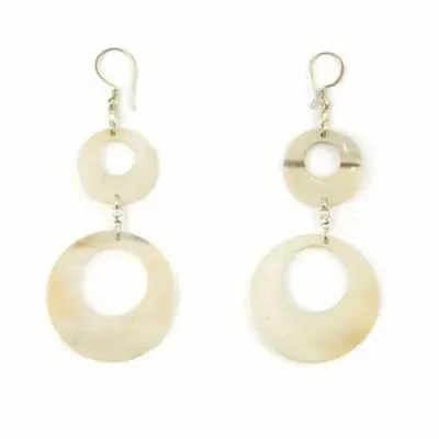 Jewelry - Double pierced disc earrings in blond horn - Marbled blond horn - L INDOCHINEUR X RIVÊT