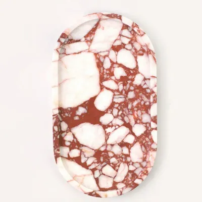 Ustensiles de cuisine - Plateau oval en marbre rouge et blanc L - L INDOCHINEUR X RIVÊT